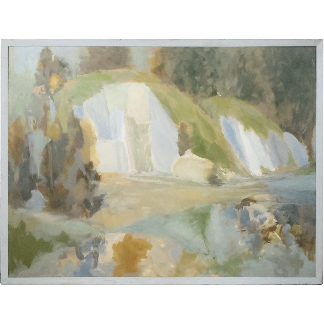 Robert Angeloch 1922-2011, Large Size Oil on Board Painting Abstract Coastal Landscape, Unsigned (1 of 20)