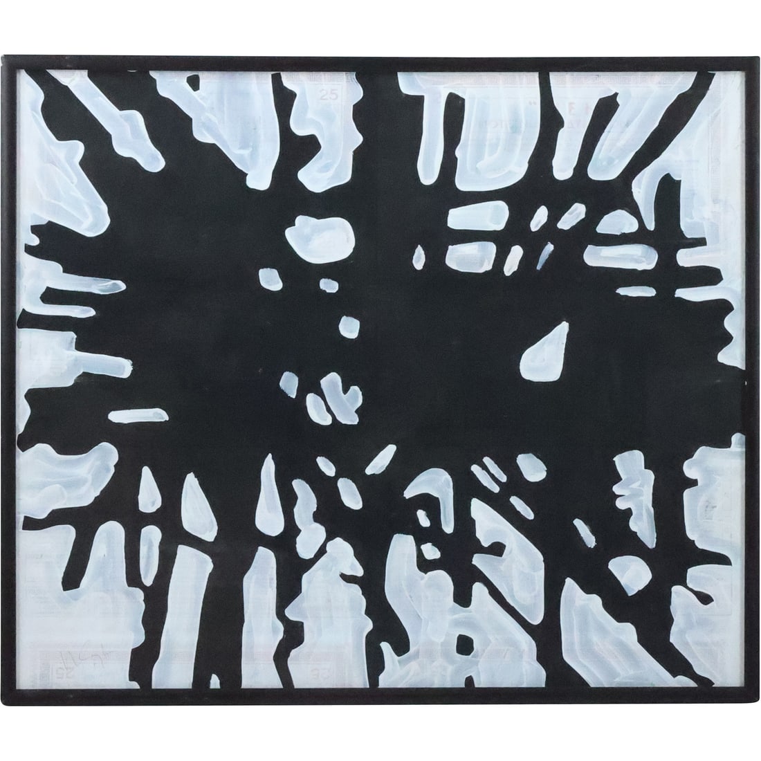 Wayne Cunningham, American, Abstract Painting Black on White, Signed, Framed (1 of 20)
