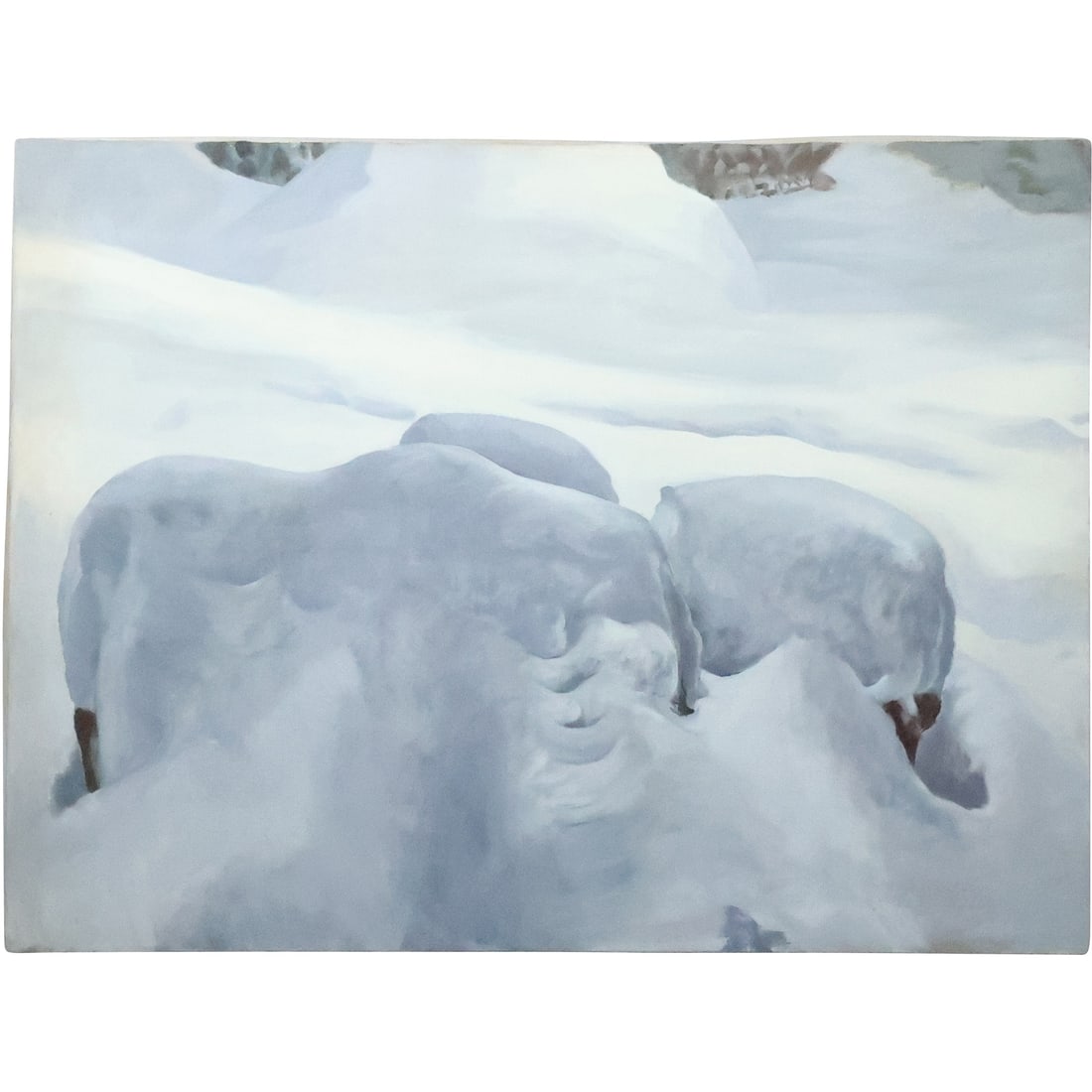 Robert Angeloch 1922-2011, Large Size Oil on Canvas Painting Fresh Snow Landscape, Signed (1 of 20)