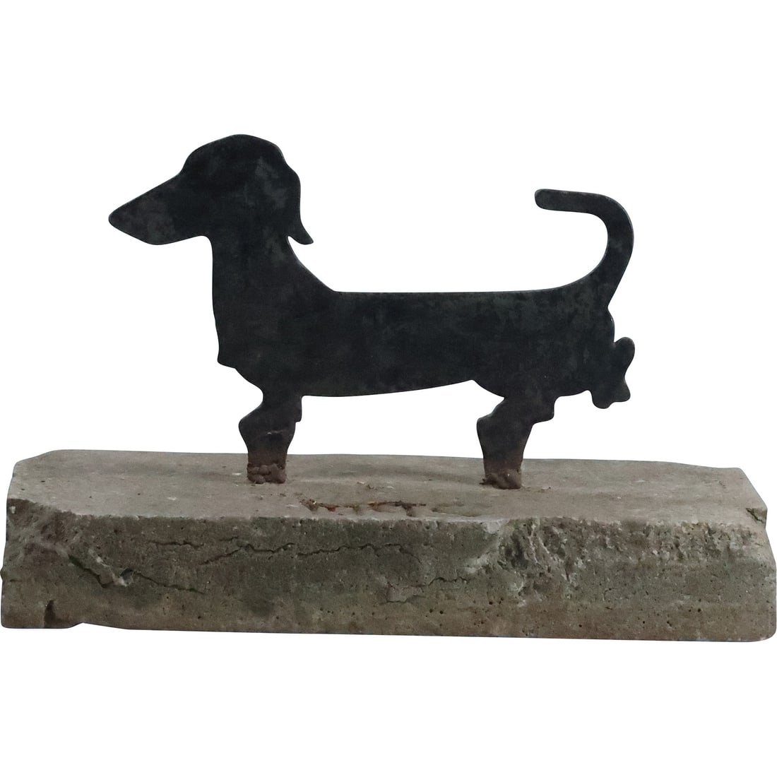 Large Folk Art DOG LIFTING LEG Cut Steel Metal Boot Scraper on Stone Block Base (1 of 20)