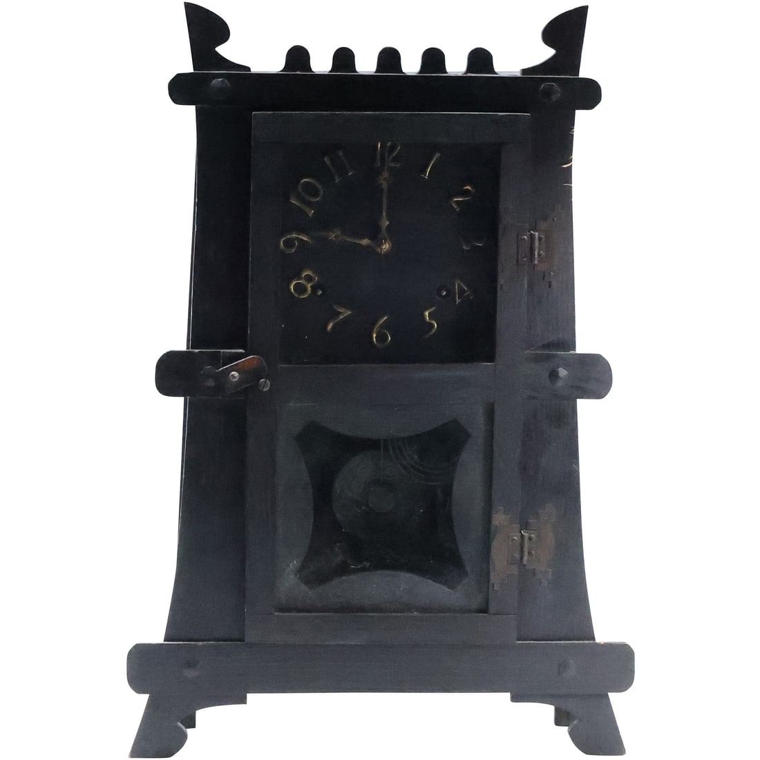 Wm Gilbert Circa 1910 Mission Oak Arts & Crafts Mantle Clock with Original Key & Pendulum (1 of 20)