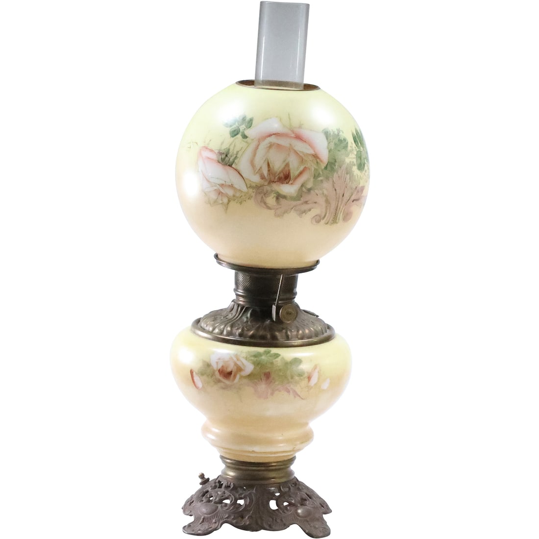 Original Antique Gone-with the Wind Lamp with Original Ball Shade, Electrified, 21.5 in. height (1 of 20)