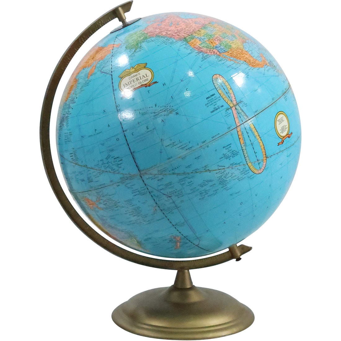 Vintage World Globe on Axis Base: Cram's "Imperial World Globe" 12 in. diameter (1 of 20)