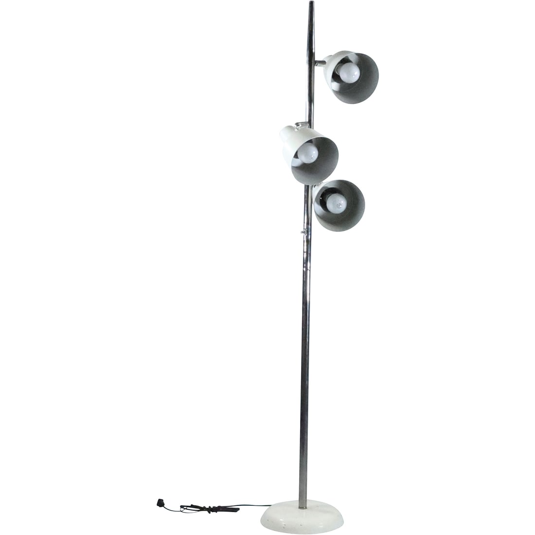 Vintage Mid-Century Modern Floor Lamp Chrome and Painted White Metal, 3 Adjustable Lights (1 of 20)