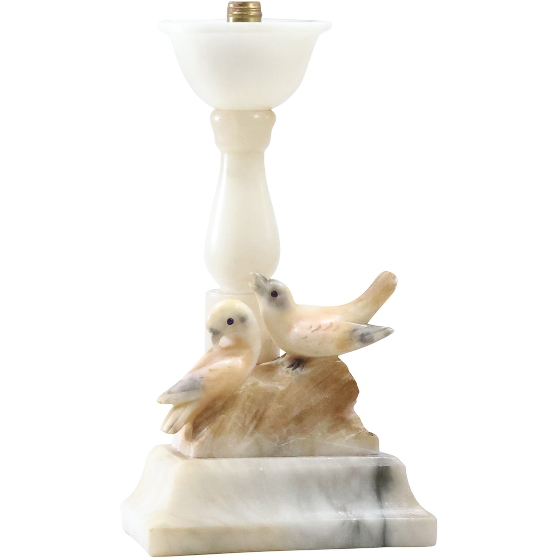 Circa 1920s Carved Alabaster Two Birds Table Lamp 13 inches height (1 of 20)
