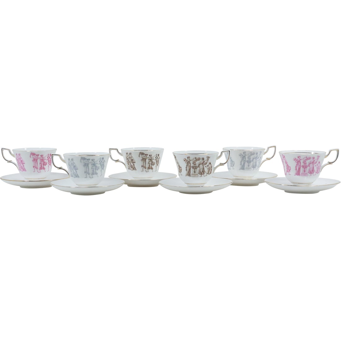 Set 6 Royal Tuscan Fine Porcelain Cups and Saucers with Grecian Figures (1 of 19)