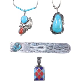 [4] TTT Sterling Silver with Turquoise Book Mark; American Indian Navajo Sterling with Turquoise