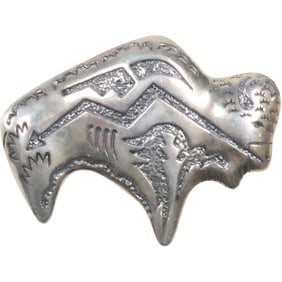 T. Singer, THOMAS SINGER, .925 Sterling Silver Navajo Bear Pin / Pendant 1 3/4 in. x 1 3/8 in.