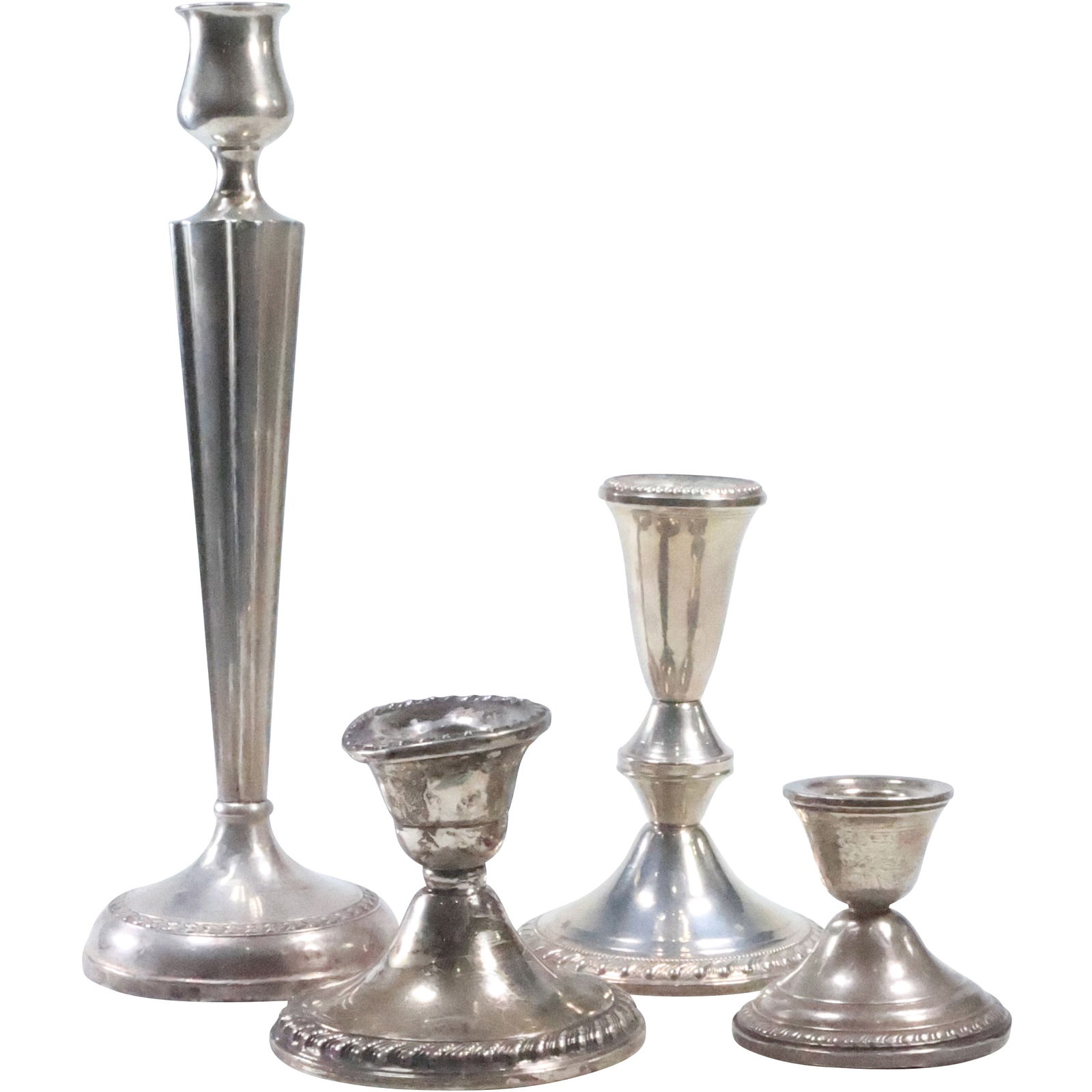4 Assorted Sterling Silver Weighted Candlesticks in Various Sizes (1 of 20)
