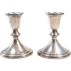 Pair TOWLE Sterling Silver Weighted Candlesticks 4 3/8 in. height x 3 1/2 in. dia. base