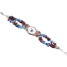 Liberty 1911 Watch, Q.T. Sterling [Quoc Turquoise Inc] Coral, Malachite, Lapis, Turquoise & Amethyst