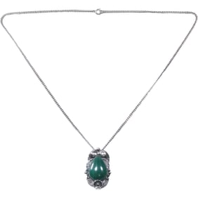 PP PATRICIA PLATERO, Navajo, Sterling Silver and Malachite Pendant Necklace on Sterling 24 in. Chain