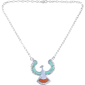 DTR Desrt Rose JAY KING ,925 Sterling Silver Turquoise and Coral American Indian Navajo Eagle