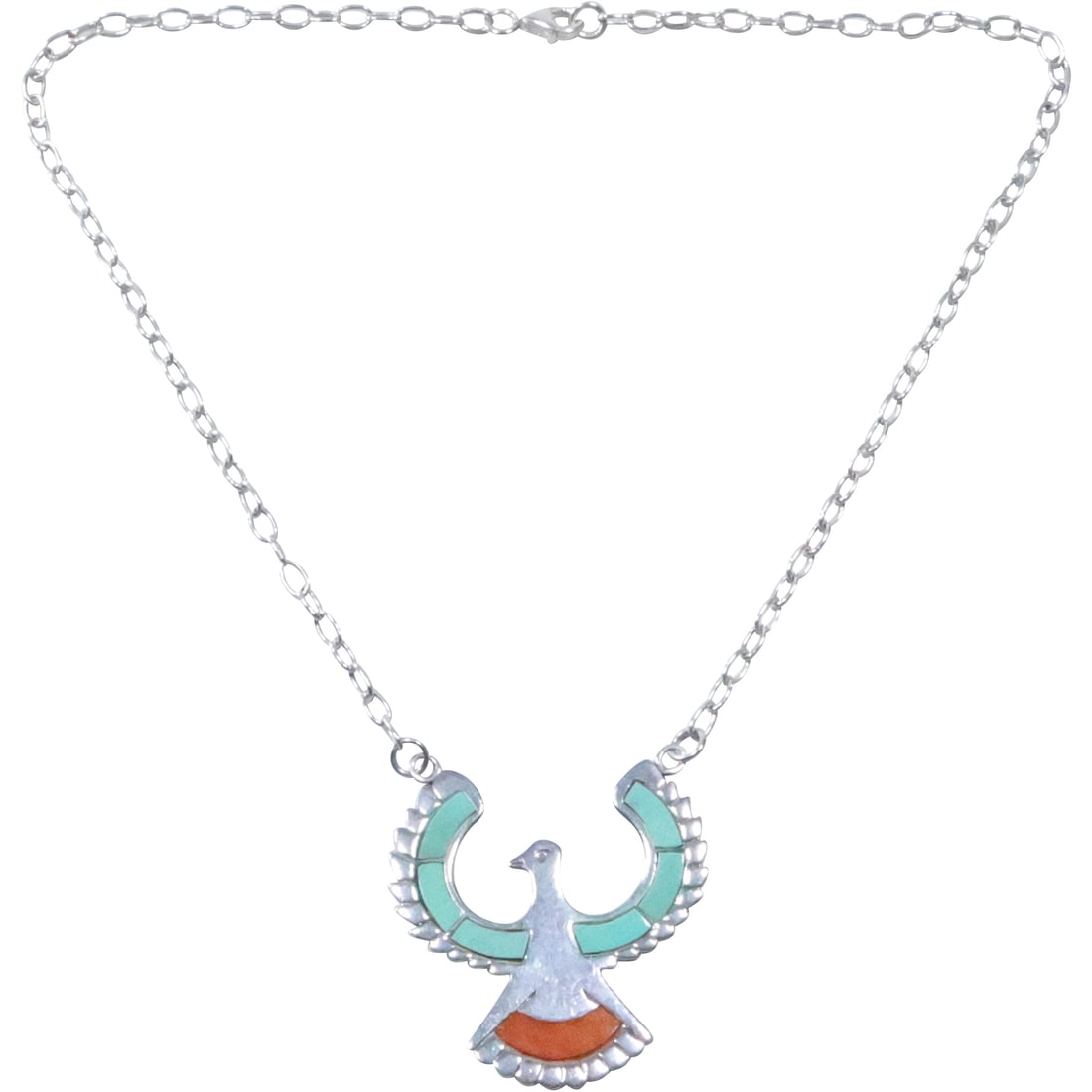 DTR Desrt Rose JAY KING ,925 Sterling Silver Turquoise and Coral American Indian Navajo Eagle (1 of 17)