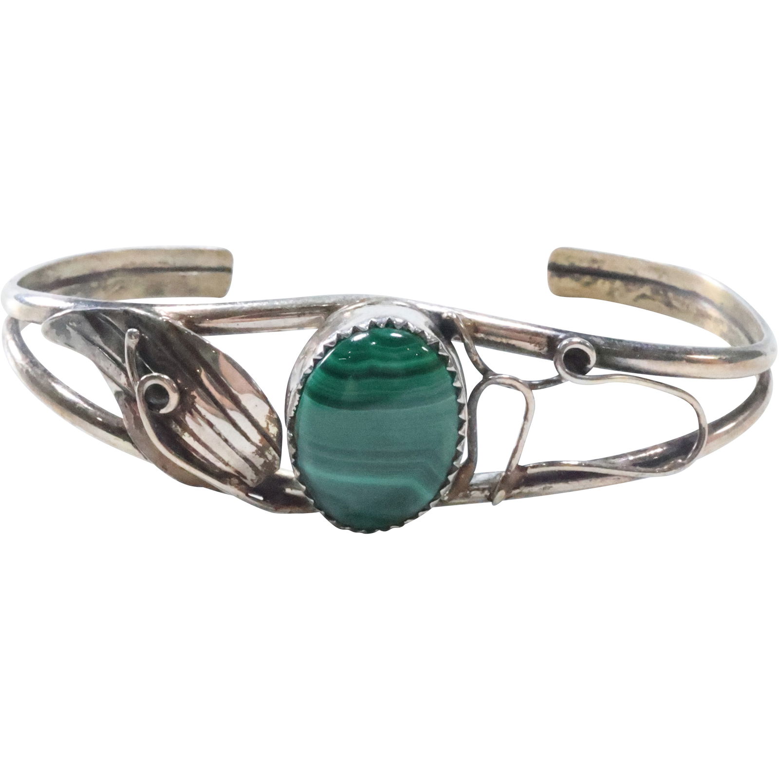 CD CHARLENE DISHTA, Zuni, .925 Sterling Silver & Malachite Cuff Bracelet 1 7/8in. x 2 1/2 in. (1 of 14)