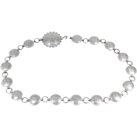 Indian Design Silver Belt 31 in. x 2 in to 1 in.