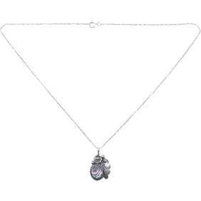 marked CRAIG Native American Sterling Silver and Abalone Pendant Necklace on 18 in. Chain .925