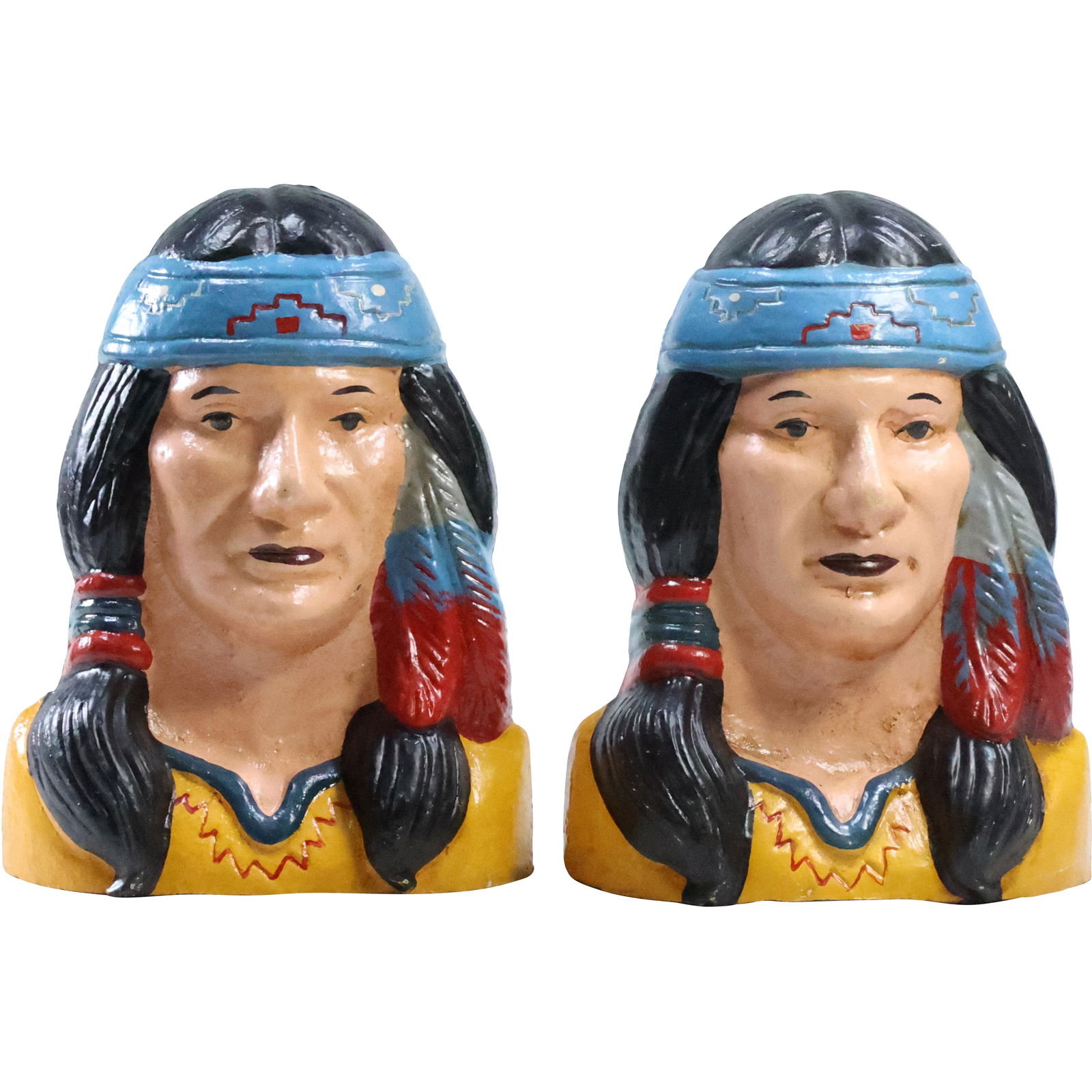 Vintage Cast Iron Indian Head Bookends in Original Paint Finish (1 of 20)