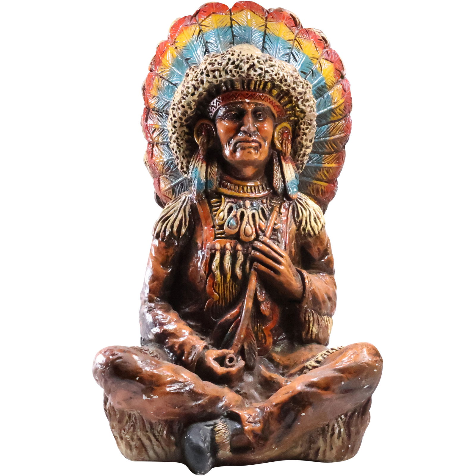 Vintage Indian Chief Tobacco Cigar Store Display Figure Statue 21 in. height in Original Patina (1 of 20)