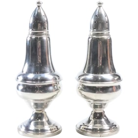 Sterling Silver Weighted Tall Salt and Pepper Shakers Formal Regency Style 5 1/4 in. height x 2 in.