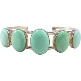 DTR .925 Sterling Silver Jay King Native American Navajo Turquoise 5 Stones Cuff Bracelet