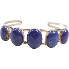 DTR .925 Sterling Silver Jay King American Indian Navajo Lapis Lazuli Cuff Bracelet 2 1/4 in.
