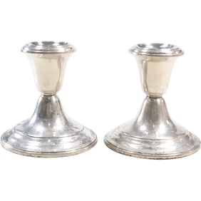 Gorham Sterling Silver Weighted Candlesticks 3 1/4 in. height x 3 1/4 in. dia, base