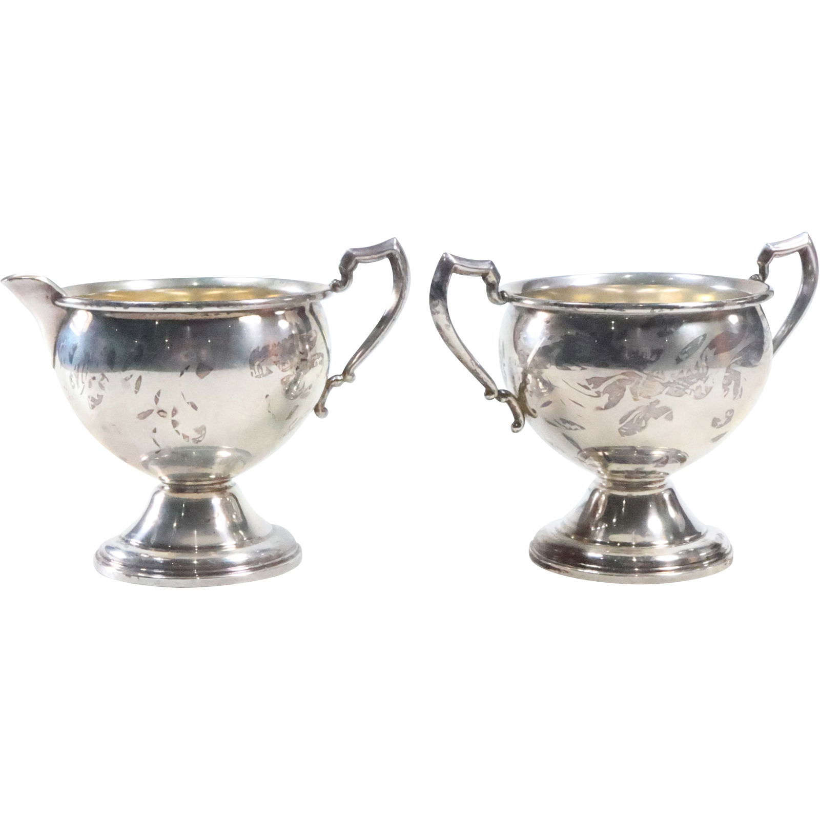 Sterling Silver Weighted "La Pierre" Sugar and Creamer Set 3 1/2 in. x 4 1/2 in. & 3 1/2 in. x 4 3/4 (1 of 19)