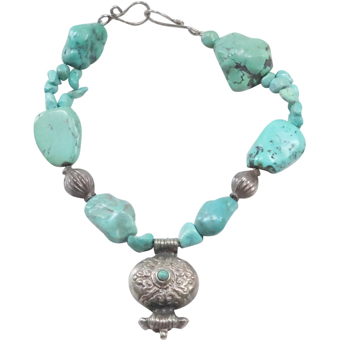 Heavy Turquoise Chunky Necklace  14 in. x 2 in. x 1 1/4 in. (1 of 17)