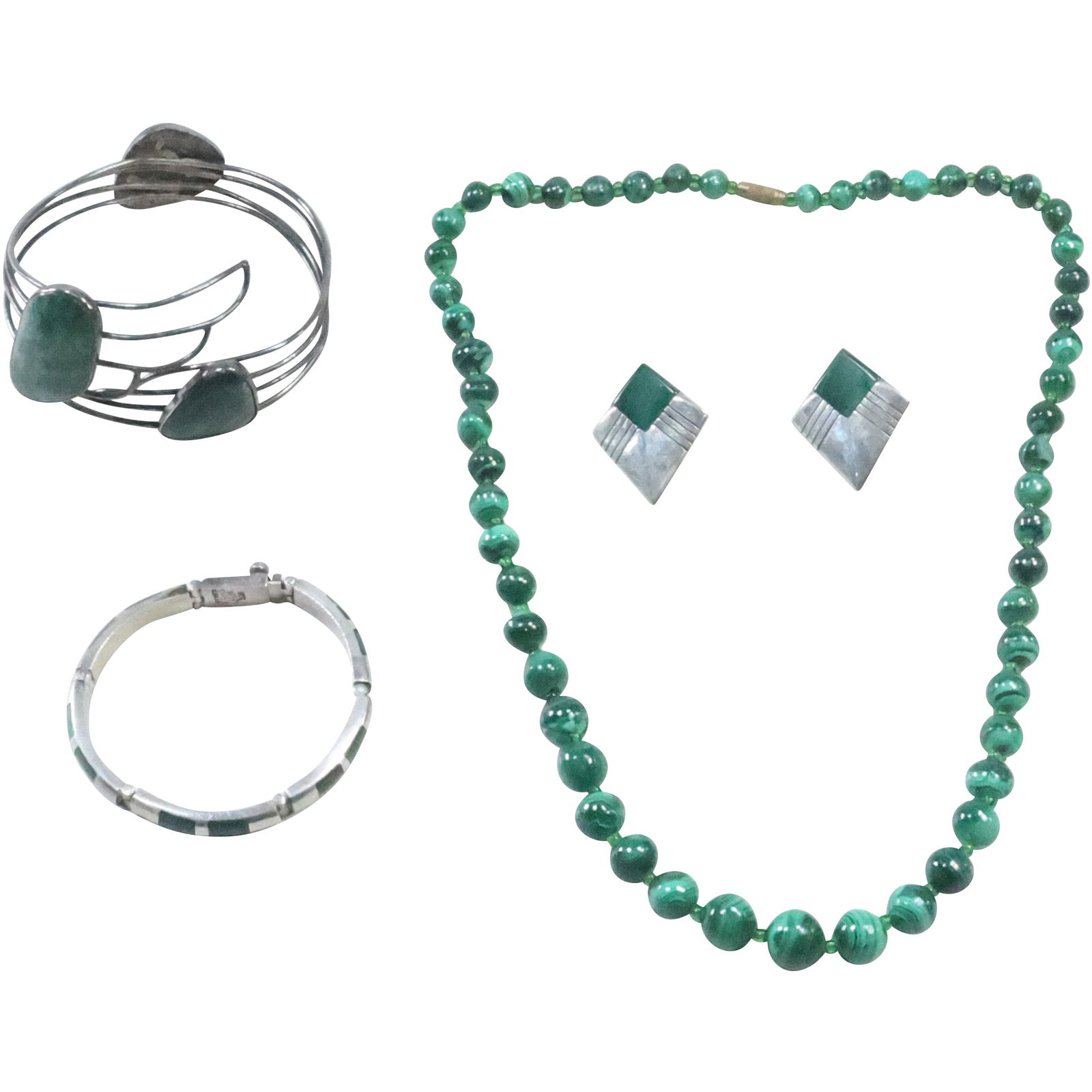 5pc Sterling & Malachite Matching Jewelry Set. (1 of 20)