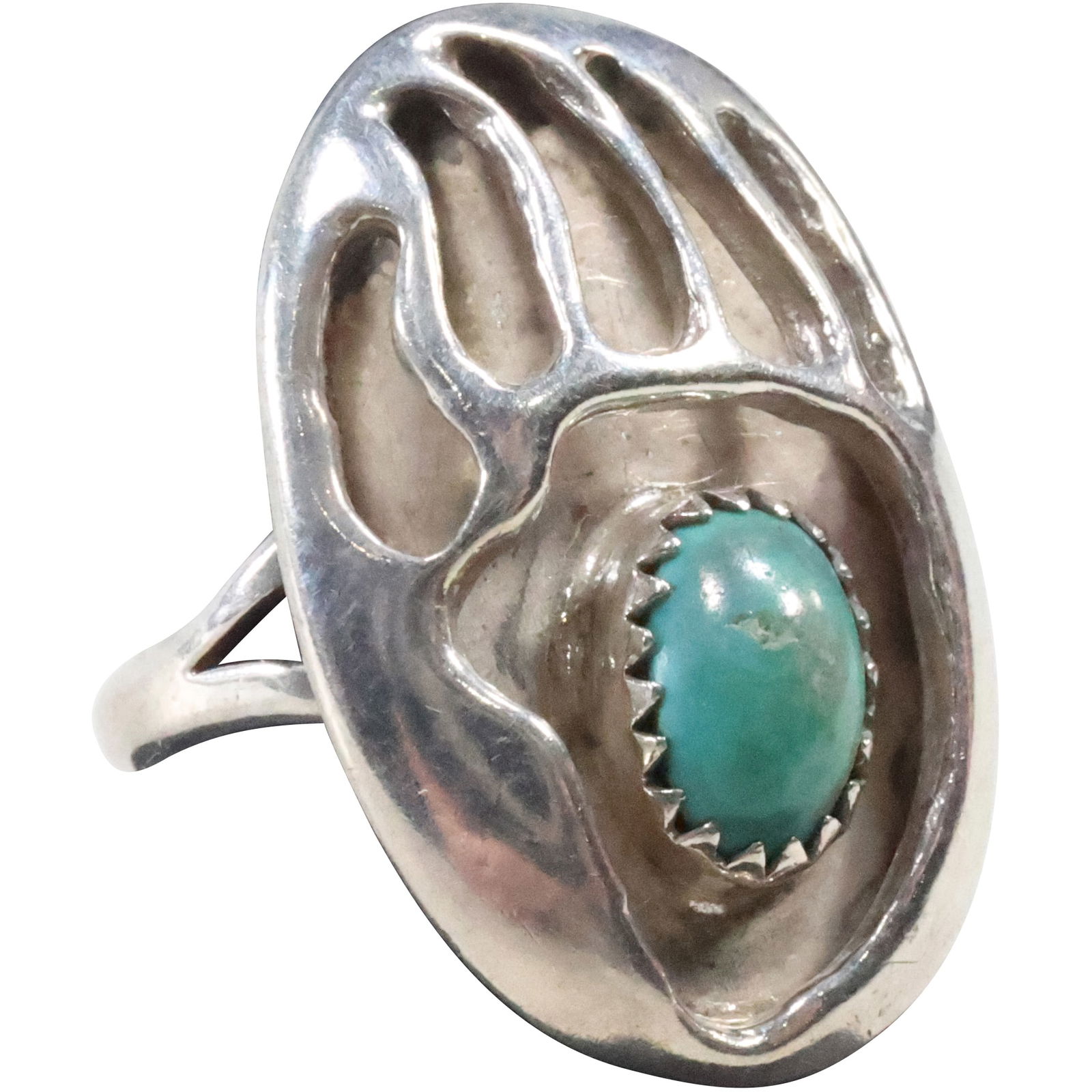 Native American Indian Navajo Sterling Silver Ring Bear Claw Design Signed BEGAY, by Roberta Begay (1 of 11)