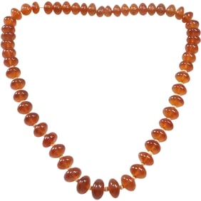 Amber Colored Stone Necklace with 14k Gold Beads