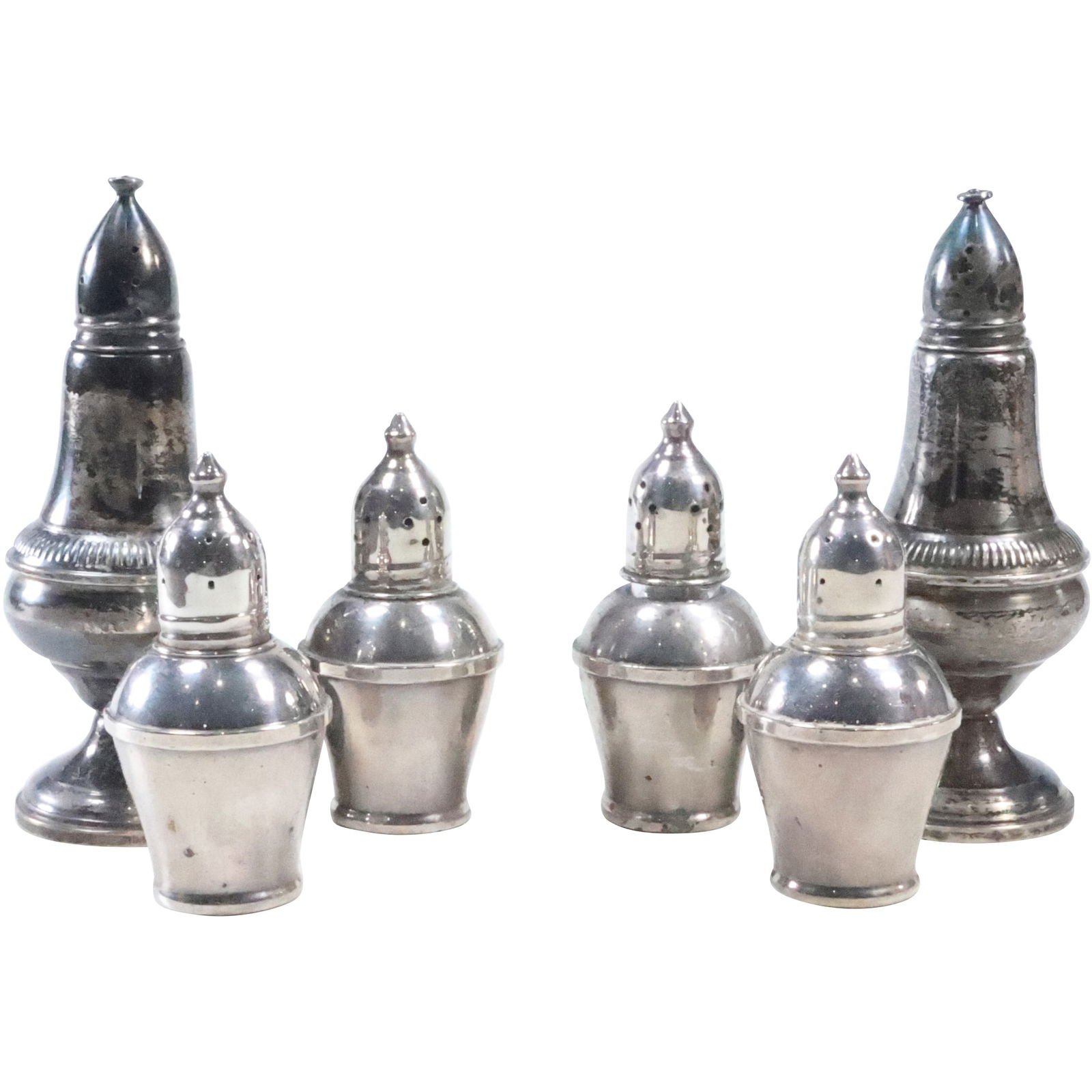 3 Sets Sterling Silver Weighted Salt and Pepper Shakers sizes [2] 3 1/4 in. height, [1] 5 in. height (1 of 20)