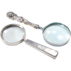 [2] Sterling Silver Handle Lion Head Magnify Glass & Sterling Silver Handled Magnify Glass