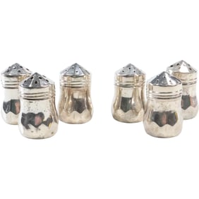 6 Matching Sterling Silver Salt and Pepper Shakers 1 1/2 in. x 1 in. ; weighs 21.8 grams