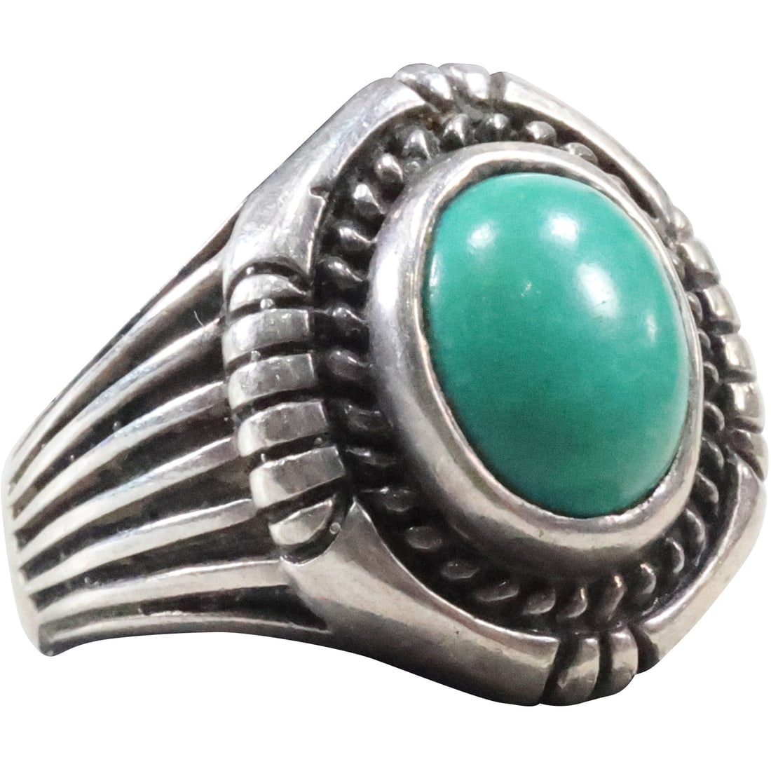 .925 Sterling Silver with Turquoise Men's Ring Size 9 , 3/4 in. x 3/4 in. (1 of 12)