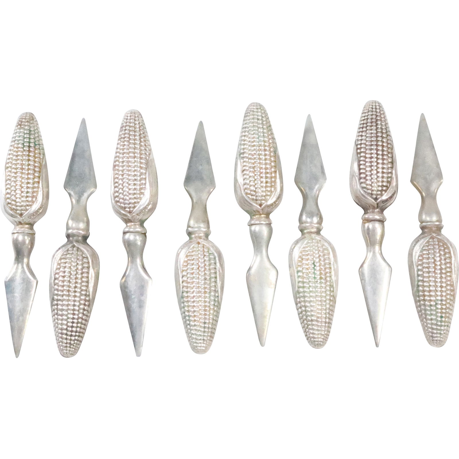 Set of 8 Sterling Silver Corn Spears 2 3/4 inches length, weighs 91.3 grams (1 of 16)