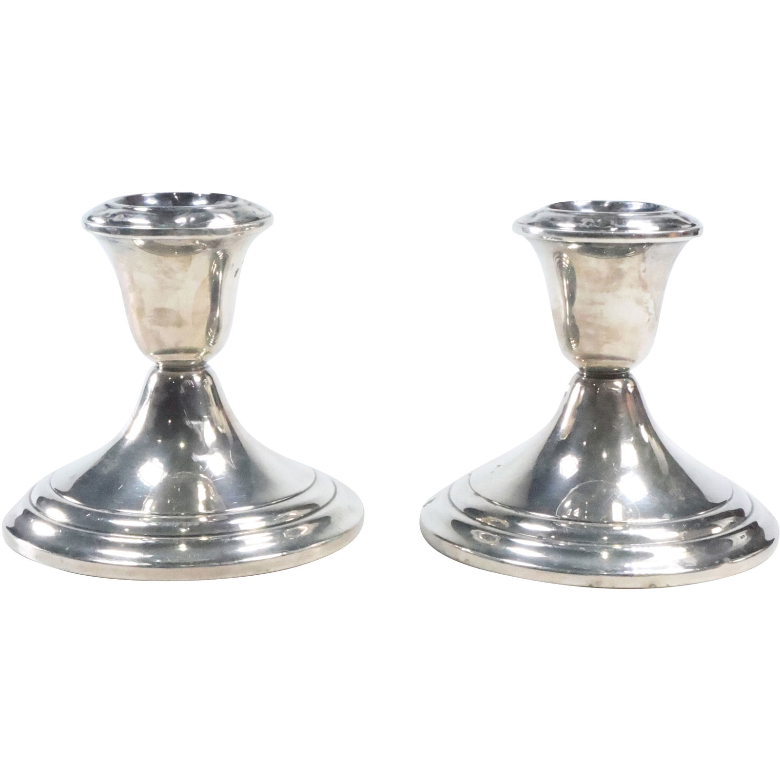 Pair Gorham Sterling Silver Weighted Candlesticks 3 1/4 in. x 3 3/4 in. (1 of 20)