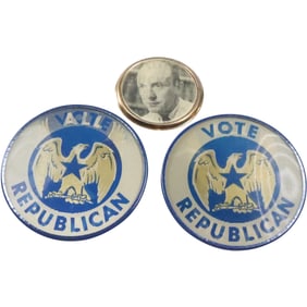 3 Assorted Vintage Political Buttons "Vote Republican", "Vote The Way". Elect Buchson Governor