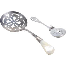 Silver Plate with Mother-of-Pearl Handle Bon Bon Server & Felmore Sterling Silver Tea Infuser