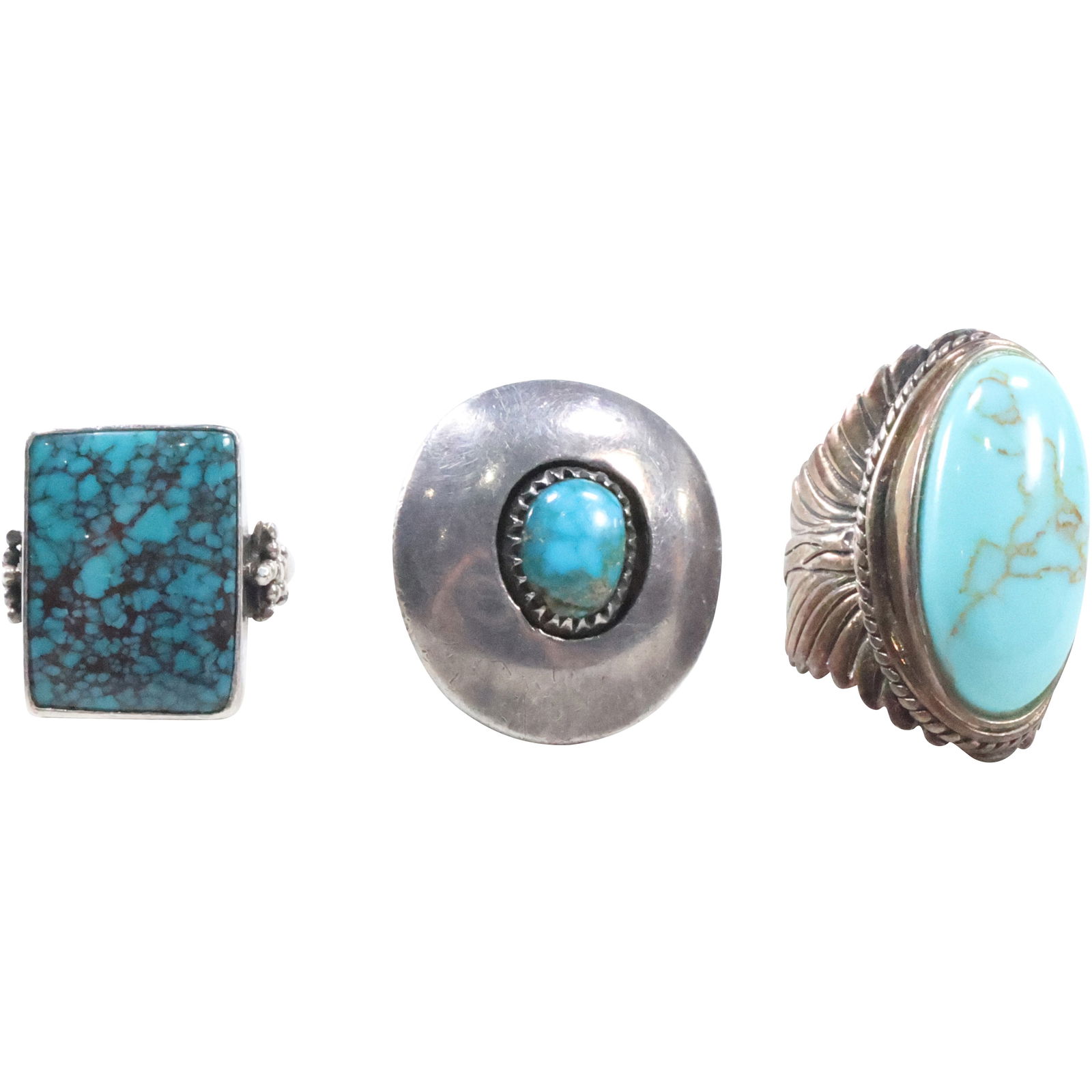 [3] .925 Sterling Silver Turquoise Native American Feathers Design Ring Size 6; Sterling Silver (1 of 19)