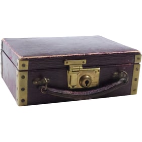 Vintage Traveling Jewelry Case with Inner Fitted Tray, 6 in. x 4 5/8 in. x 2 1/4 in.