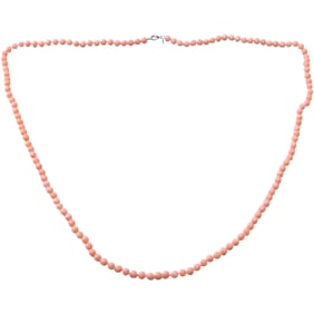 .925 Sterling Clasp Coral Necklace 36 inches x 1/4 in.