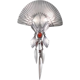 Ron Miyashiro Sterling Silver "Spinning" Feathers Pin / Pendant 2 3/4 in. x 4 3/4 in.