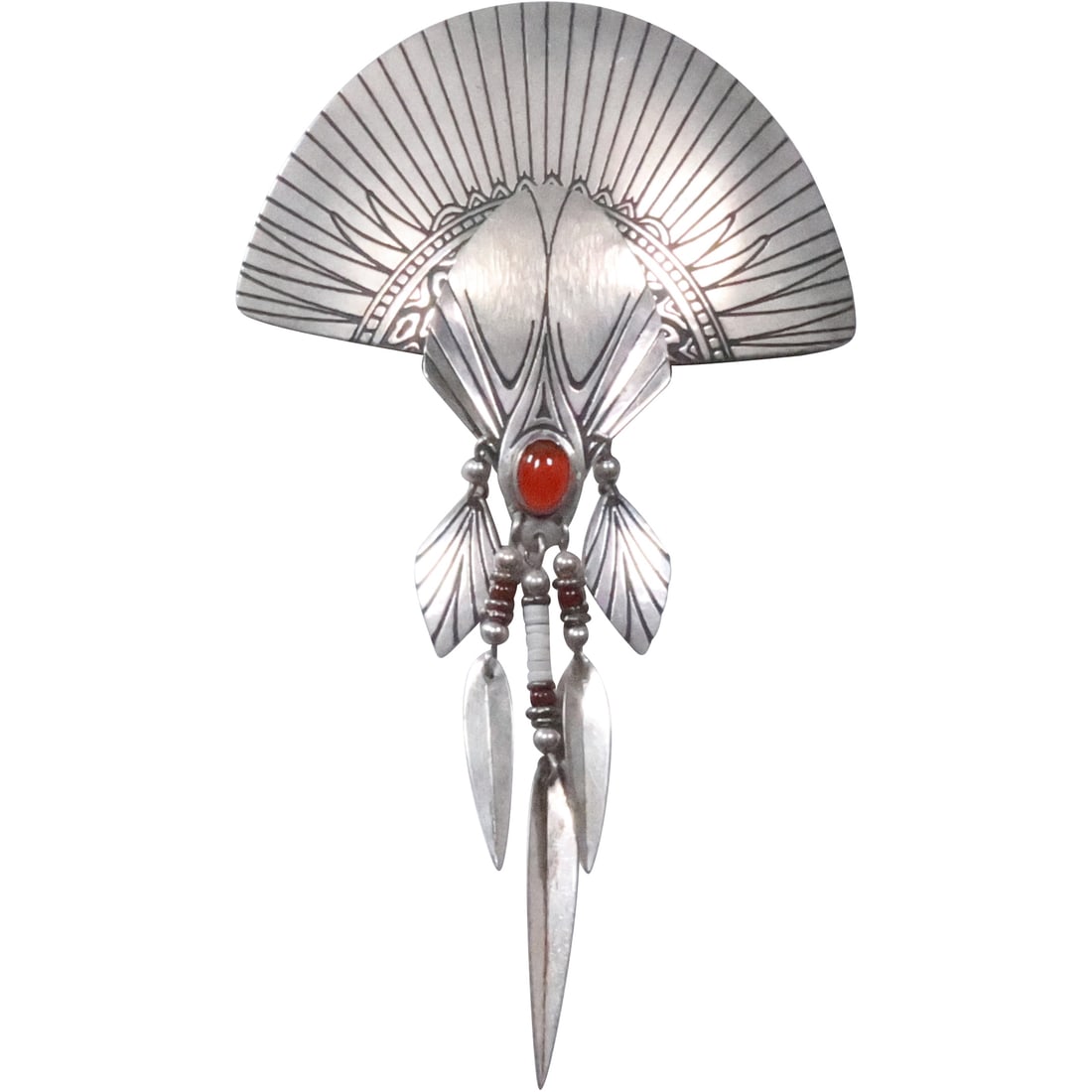 Ron Miyashiro Sterling Silver "Spinning" Feathers Pin / Pendant 2 3/4 in. x 4 3/4 in. (1 of 18)