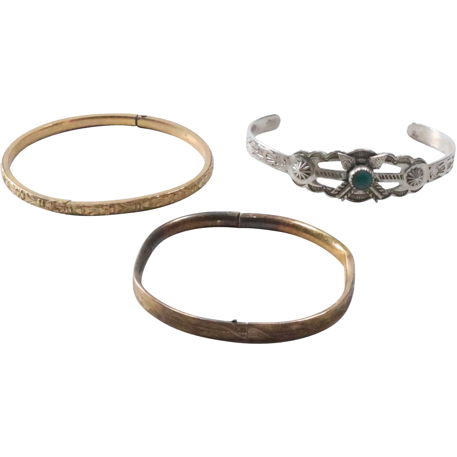 [3] Native American Indian Sterling Silver Child's Cuff Bracelet; [2] Child's Bracelets 12K GF (1 of 20)