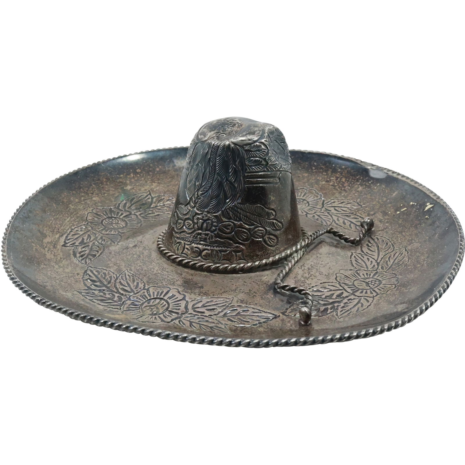 Sterling Silver Mexican Hat Sombrero Dish 1 1/2 in. x 5 1/2 in. , weighs 63.6 grams (1 of 19)