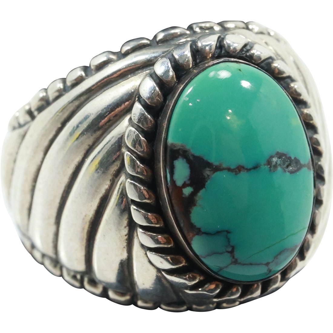 Carolyn Pollack .925 Sterling Silver with Turquoise Ring Size 8.25 , 1 in. x 3/4 in. (1 of 17)