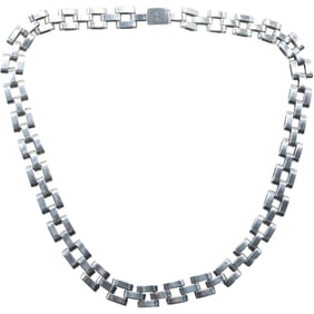 Sterling Silver TD-31 .925 Mexico Double Link Chain Necklace weighs 100.7 grams, 22 in. x 1/2 in.