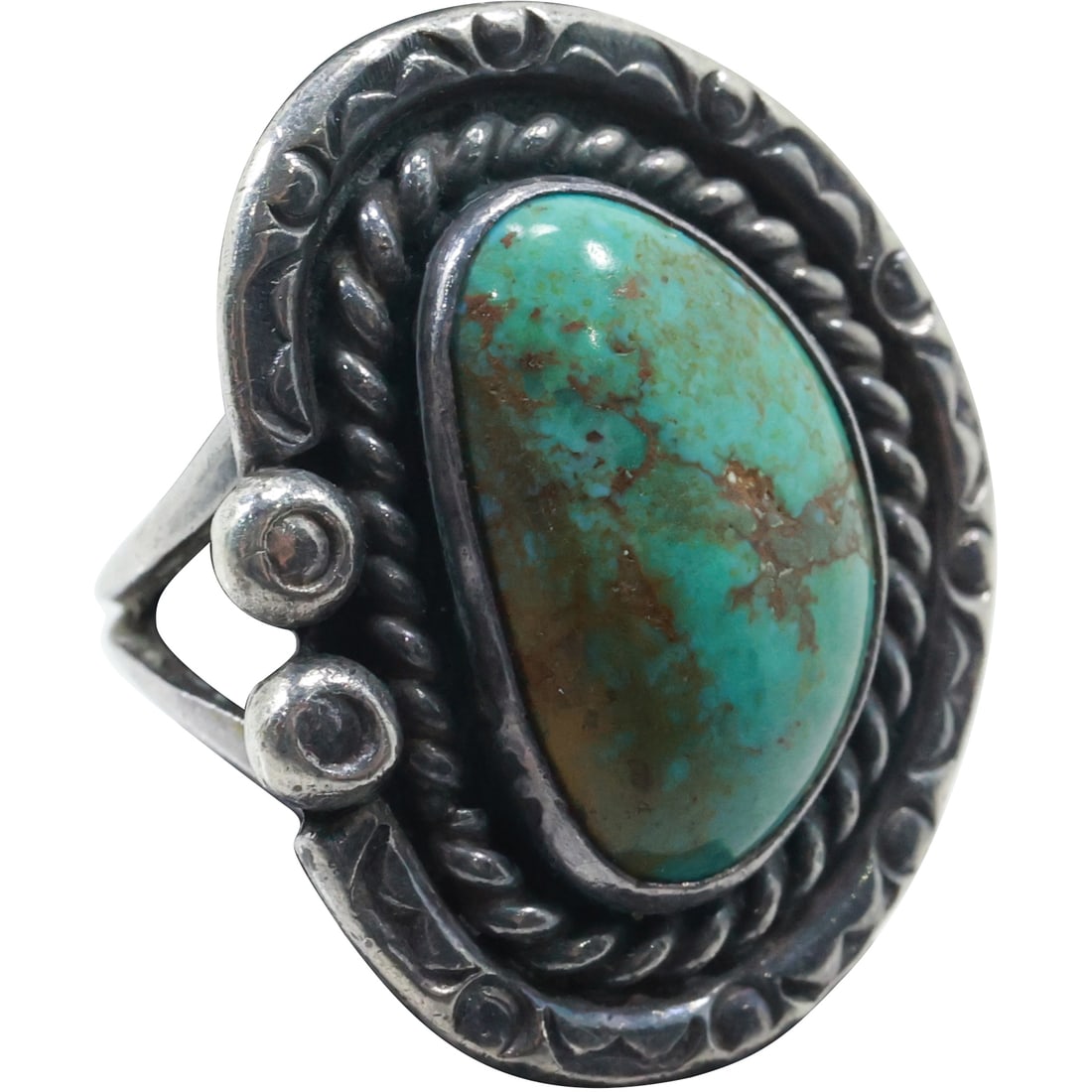 Sterling Silver and Turquoise Native American Ring Size 7 , 1 in. x 1 in. (1 of 18)